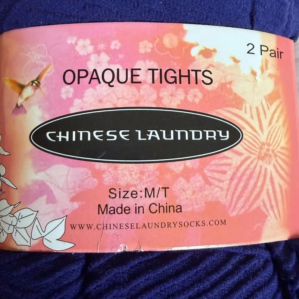 NWT Chinese Laundry 2-Pack Opaque Tights in Purple Size M/T Textured/Smooth NEW